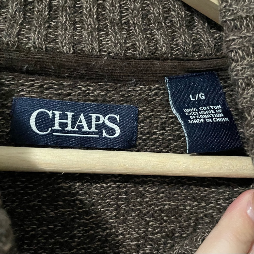 New Chaps Button Up Sweater With Elbow Patches - … - image 5